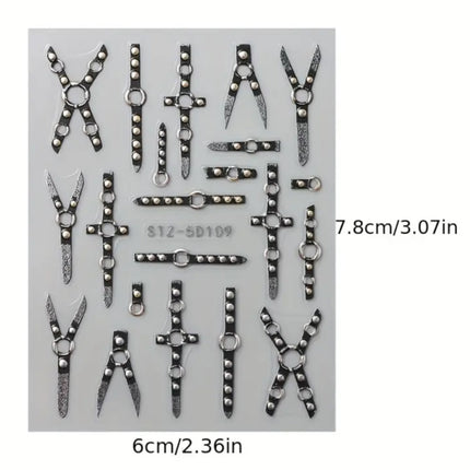 Nail Stickers Bondage – Zwarte Lederlook Bondage met Metaalaccenten