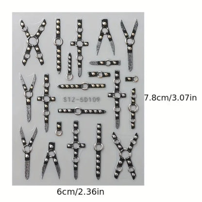 Nail Stickers Bondage – Zwarte Lederlook Bondage met Metaalaccenten