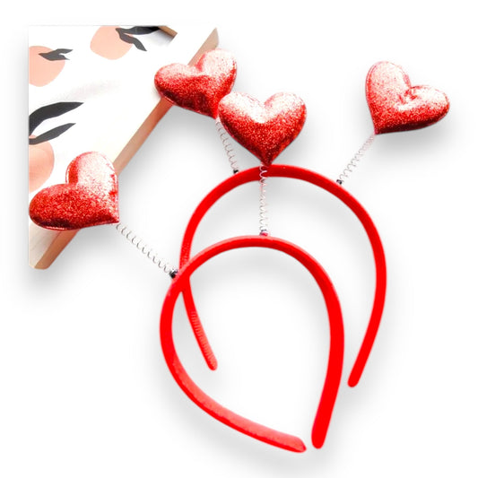 Tiara Hartjes Rood – Glitter Haarband voor Feest & Valentijn