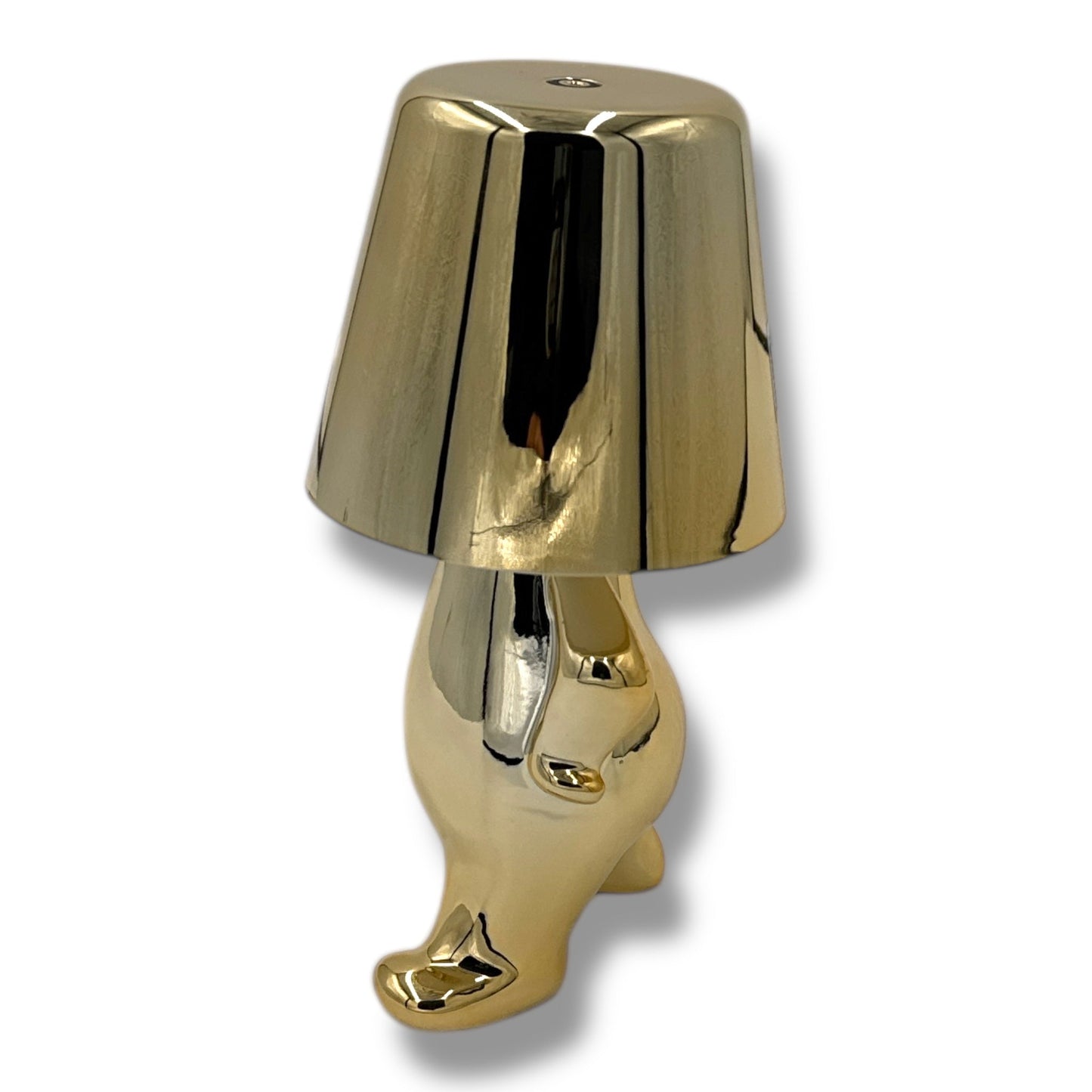 Gouden Tafellamp 'Man met Lampenkap' – Touch dimbaar – USB