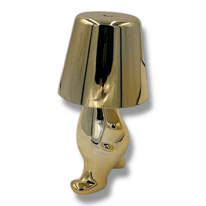 Gouden Tafellamp 'Man met Lampenkap' – Touch dimbaar – USB