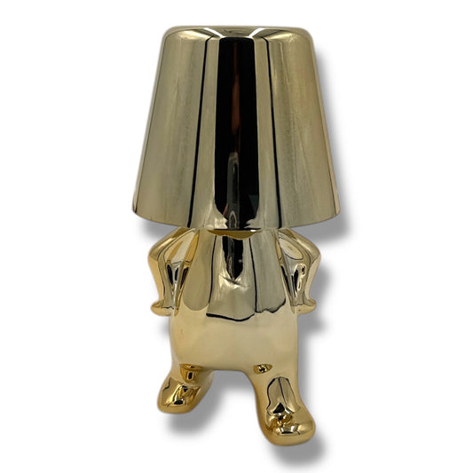 Gouden Tafellamp 'Man met Lampenkap' – Touch dimbaar – USB