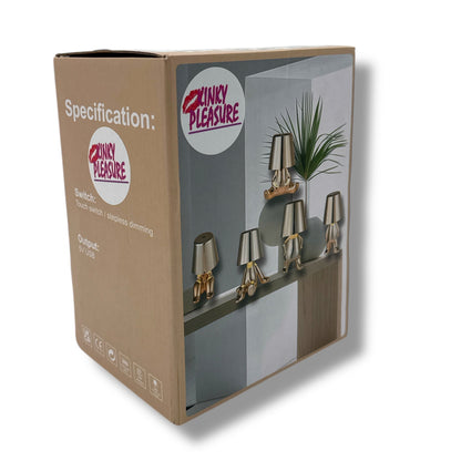 Gouden Tafellamp 'Man met Lampenkap' – Touch dimbaar – USB
