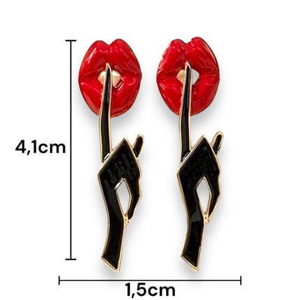 Lippen met Hand Oorbellen - "Sssst, Wees Stil" - Gedurfde en Stijlvolle Sieraden