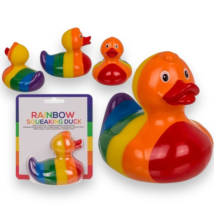 Regenboog Badeendje 10 cm PVC