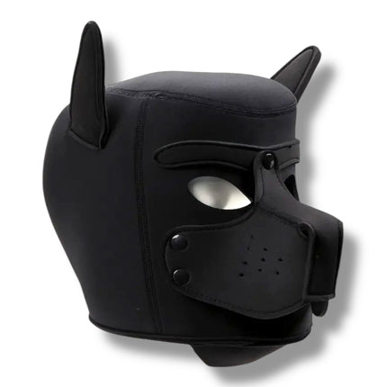 Pup Play Masker – Volledig Zwart Neopreen | Puppy Hood met Afneembare Snuit
