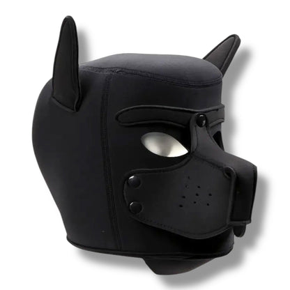 Pup Play Masker – Volledig Zwart Neopreen | Puppy Hood met Afneembare Snuit