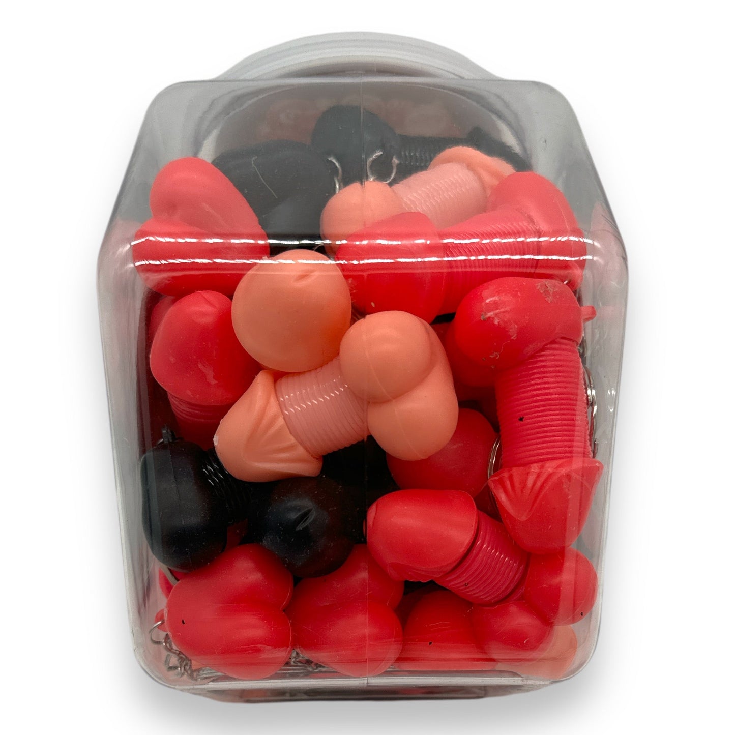 Grappige Penis Sleutelhanger Speeltjes In Handige Plastic Pot Van 48 Stuks - Voor Vrijgezellenfeesten en Meer