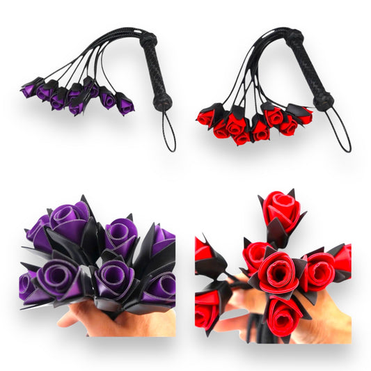 Exclusieve Rozen Flogger Zweep - Rood/Paars