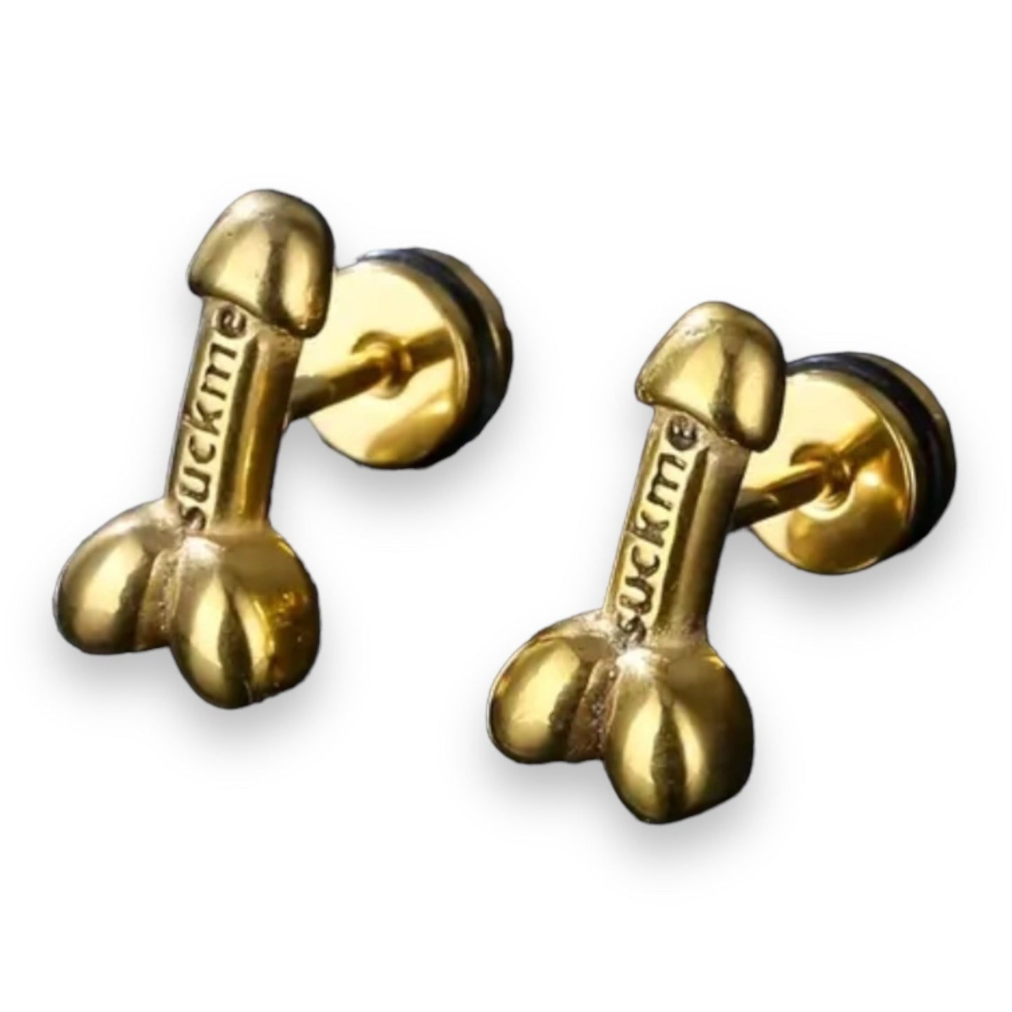 Penis Suck Me! Fuck Me! | Gedurfde Oorbellen in Zwart, Goud en Zilver