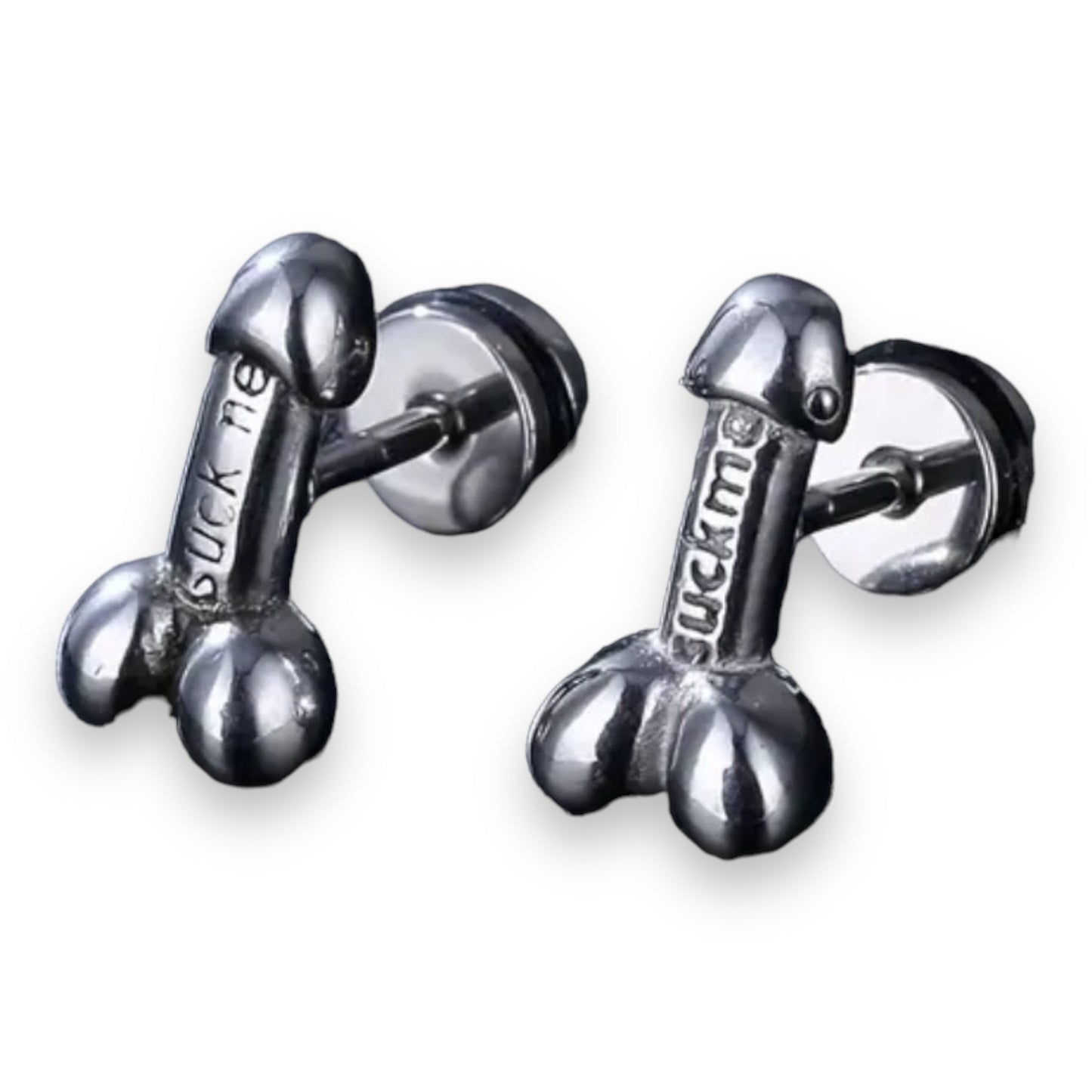 Penis Suck Me! Fuck Me! | Gedurfde Oorbellen in Zwart, Goud en Zilver