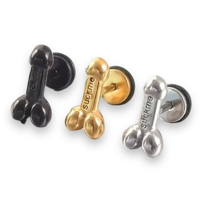 Penis Suck Me! Fuck Me! | Gedurfde Oorbellen in Zwart, Goud en Zilver