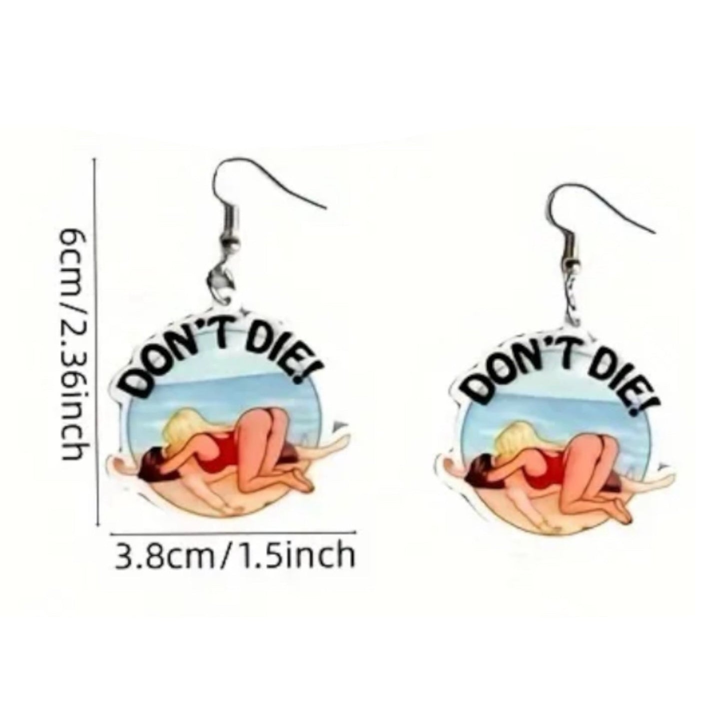 Oorbellen met Sexy Vrouw In Badpak - "Don't Die!"