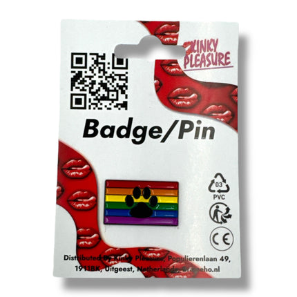 Regenboog Pin met Zwarte Pootafdruk – Pride & Dierenliefde