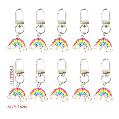 Glitter Regenboog Sleutelhanger met Wolkjes – Acryl & Metaal