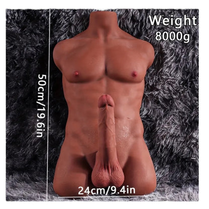 Realistische Torso Sekspop – Donkere Huid – Unisex Design met Borsten en Dildo