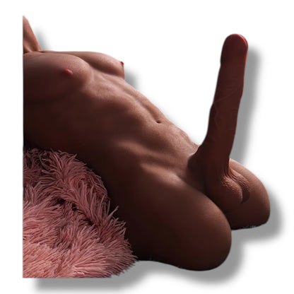 Realistische Torso Sekspop – Donkere Huid – Unisex Design met Borsten en Dildo