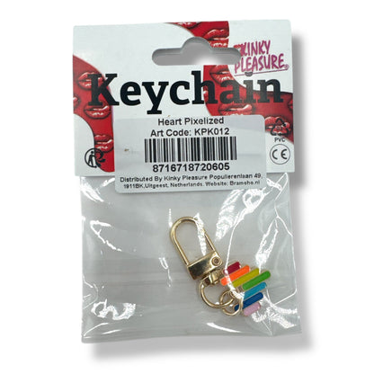Pride Hart Sleutelhanger – Gekleurde Strepen met Goudkleurige Clip