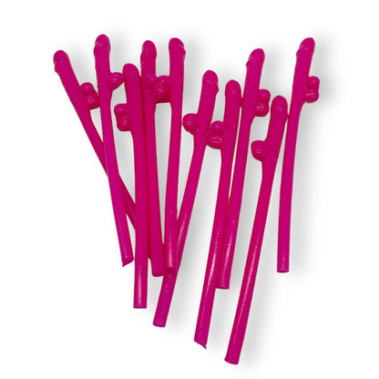 Piemel Rietjes – Set van 10 Roze Drinkrietjes | Vrijgezellenfeest Accessoire
