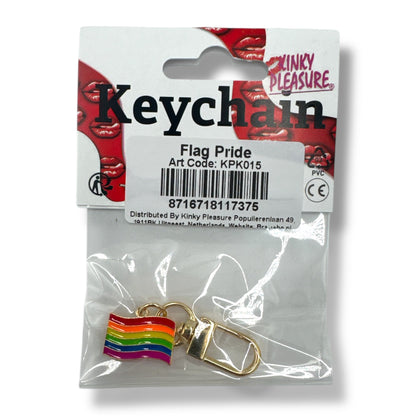 Pride Sleutelhanger – Wapperende Regenboogvlag