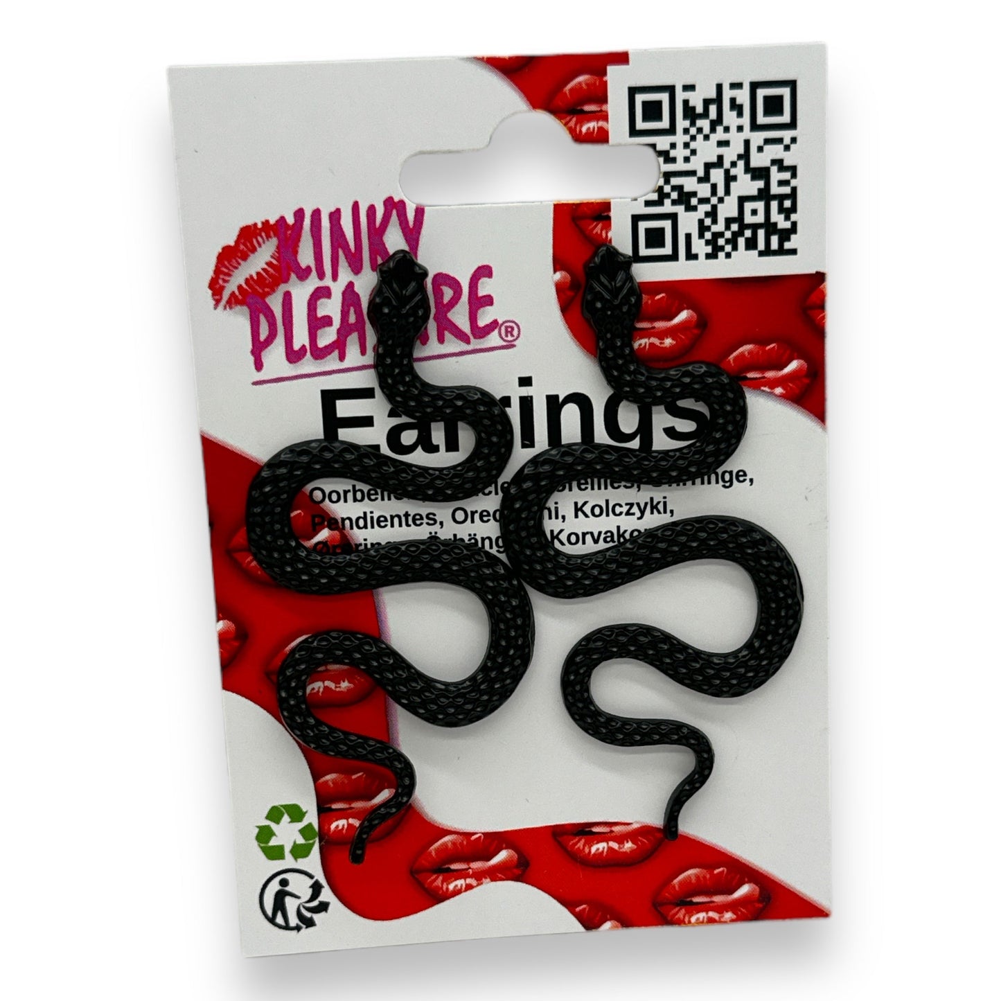 Stoere Zwarte Slang Oorbellen - 7.2 cm