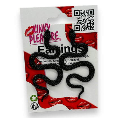 Stoere Zwarte Slang Oorbellen - 7.2 cm