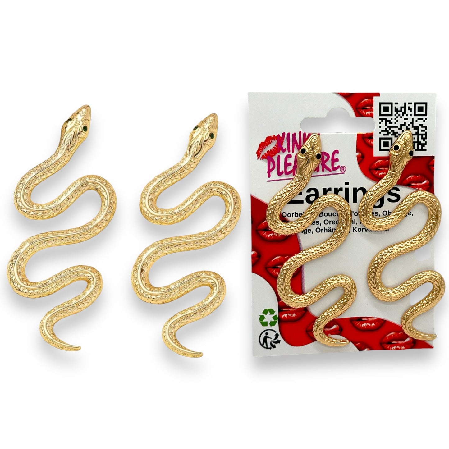 Gouden Slang Oorbellen - 8.4 cm