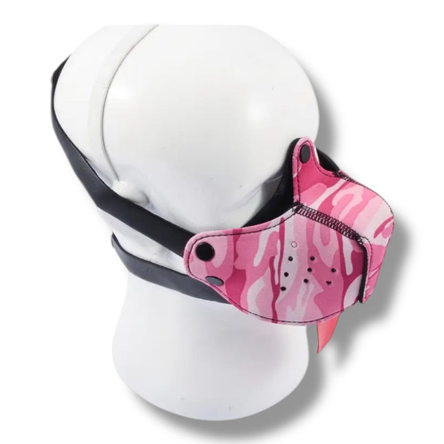 Roze Puppy Play masker – Speels fetish pup masker met tong (18+)