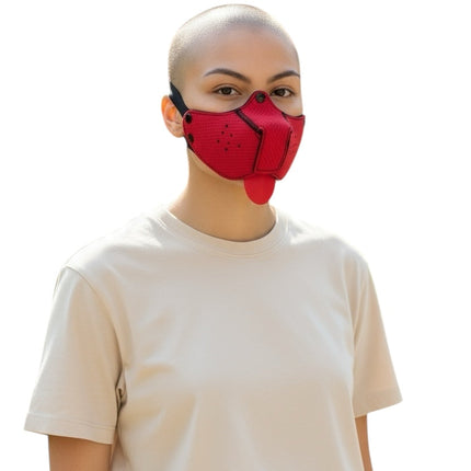 Rood Puppy Play masker – Fetish pup masker met tong (18+)