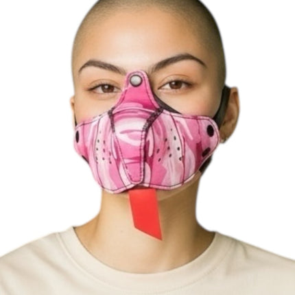 Roze Puppy Play masker – Speels fetish pup masker met tong (18+)
