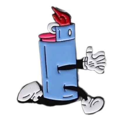Grappige Pin Set – Aansteker & Joint – Cartoonstijl Emaille Speldjes