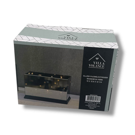 Glazen Waxinelichthouder – Spiegelglas – 19 x 10,8 x 12 cm – Villa Volance