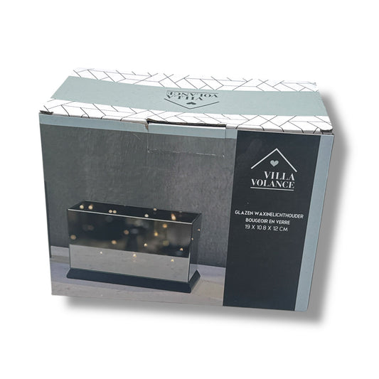 Glazen Waxinelichthouder – Spiegelglas – 19 x 10,8 x 12 cm – Villa Volance