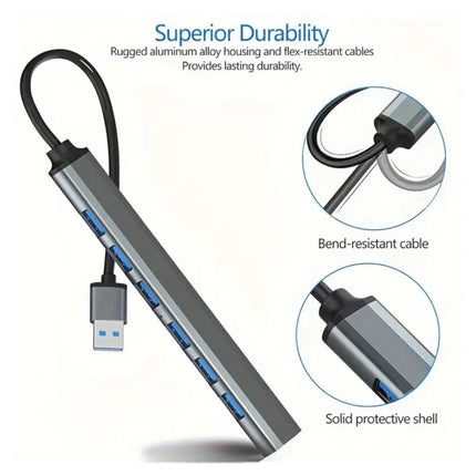 Aluminium USB 3.0 Hub met 7 Poorten – Supersnelle Dataoverdracht