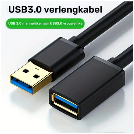 USB 3.0 Verlengkabel 2 Meter – Mannetje naar Vrouwtje