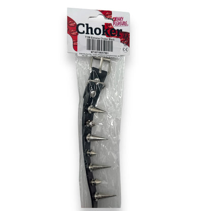 Punk Spike Choker – Leren Ketting met Metalen Spikes