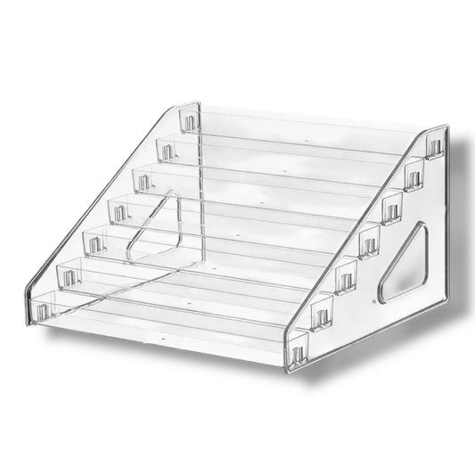 Trapdisplay Acryl Transparant met Zwarte Onderkant – 6 Treden