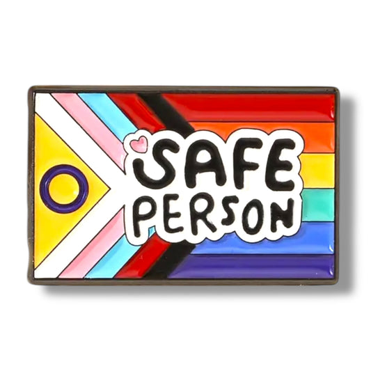 Safe Person Pin – Inclusieve Speld met Progress Pride Vlag