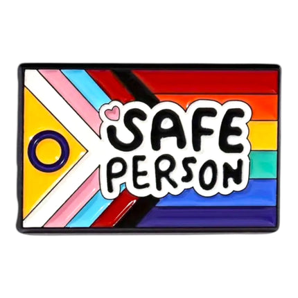 Safe Person Pin – Inclusieve Speld met Progress Pride Vlag