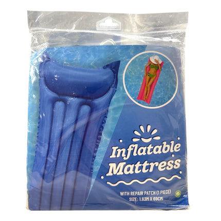 Opblaasbaar Luchtbed Blauw – 183 x 69 cm met Reparatiepacht