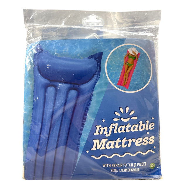 Opblaasbaar Luchtbed Blauw – 183 x 69 cm met Reparatiepacht