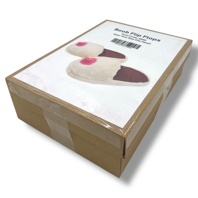 Pluche Boob Slippers – Grappige Foute Pluche Pantoffels - One Size Fits Most