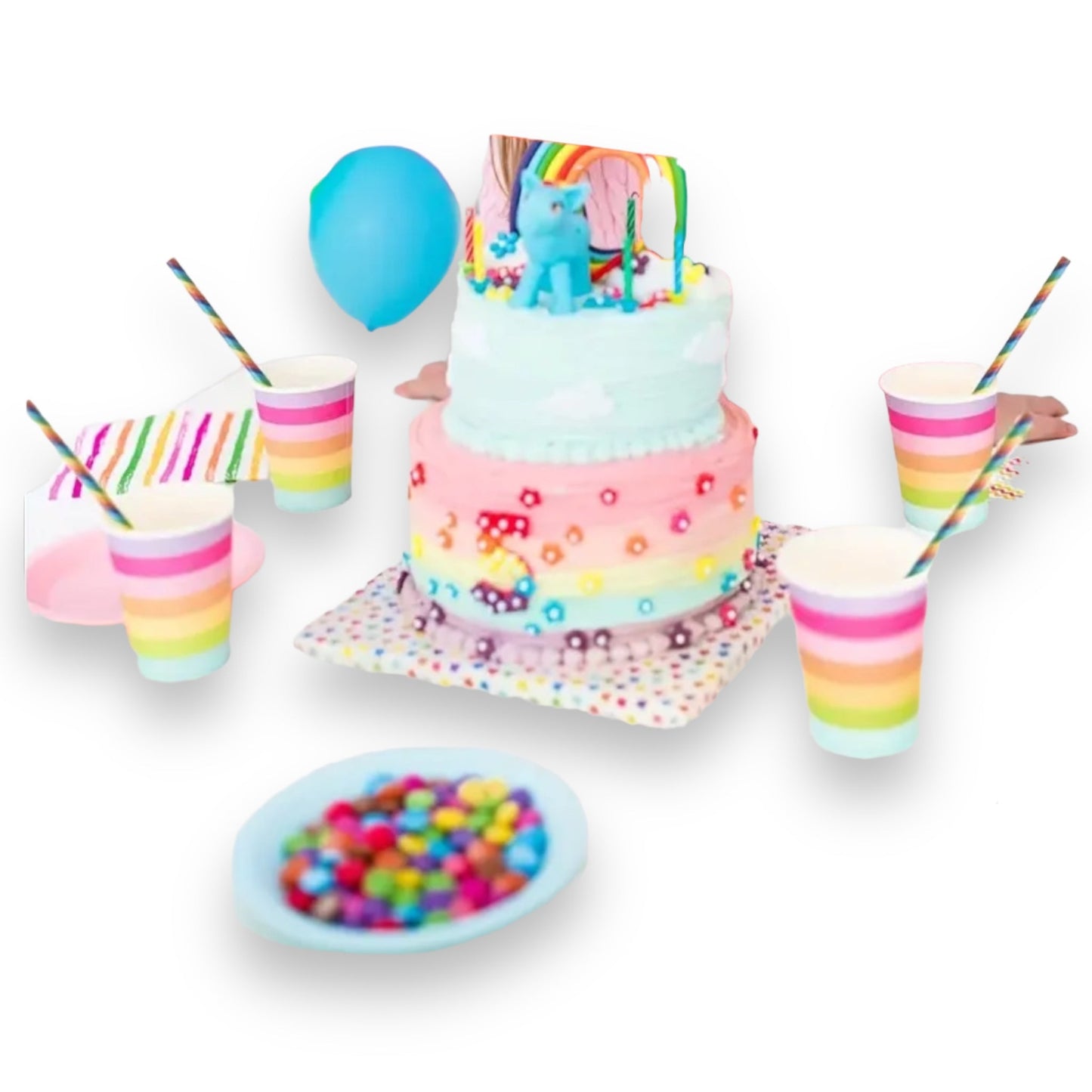 Regenboogkleurige Papieren Rietjes - 20 Stuks - 200x50mm