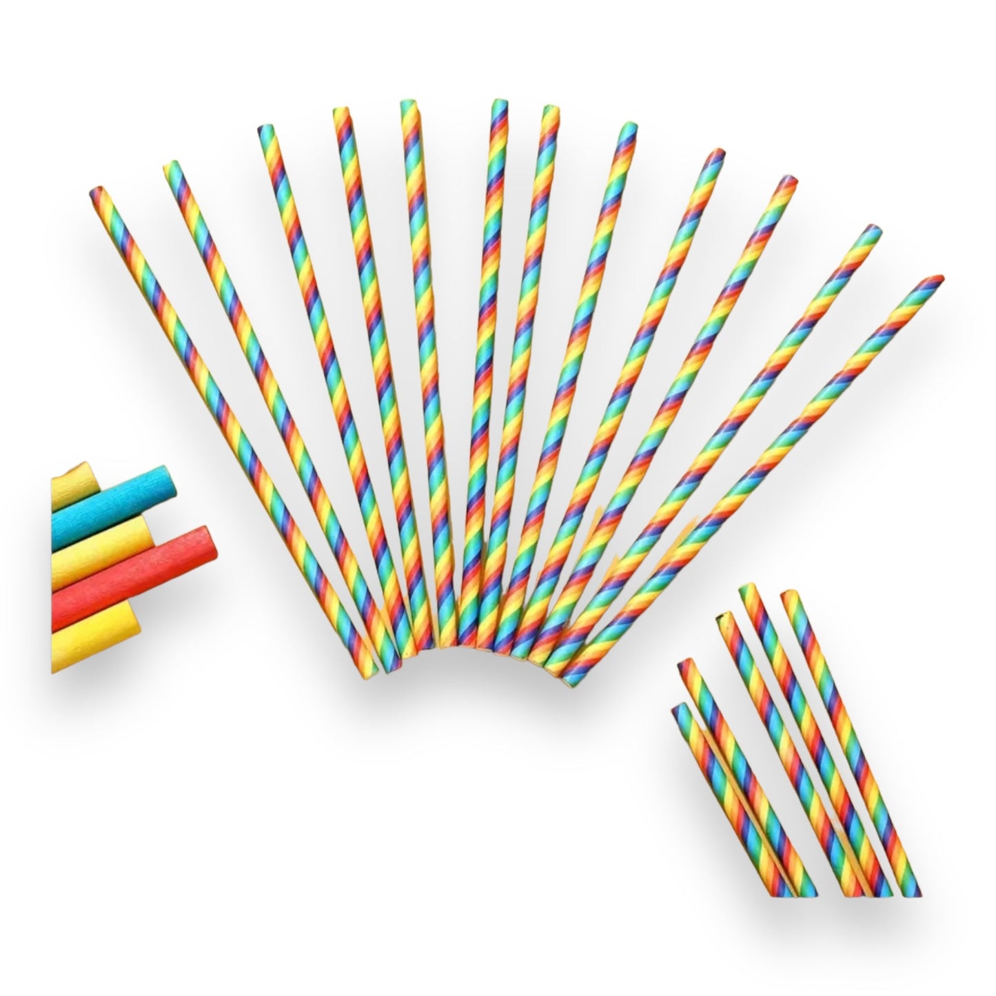 Regenboogkleurige Papieren Rietjes - 20 Stuks - 200x50mm