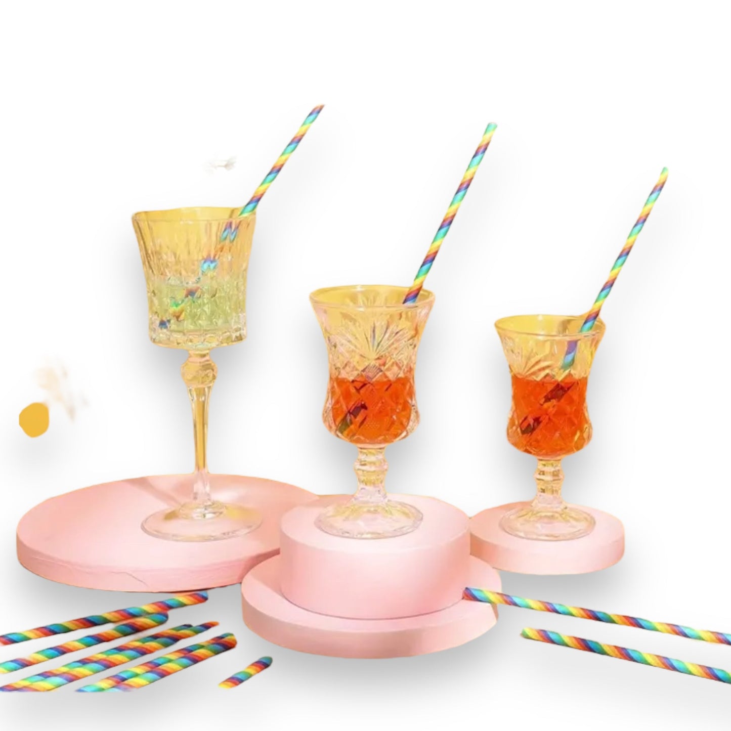 Regenboogkleurige Papieren Rietjes - 20 Stuks - 200x50mm