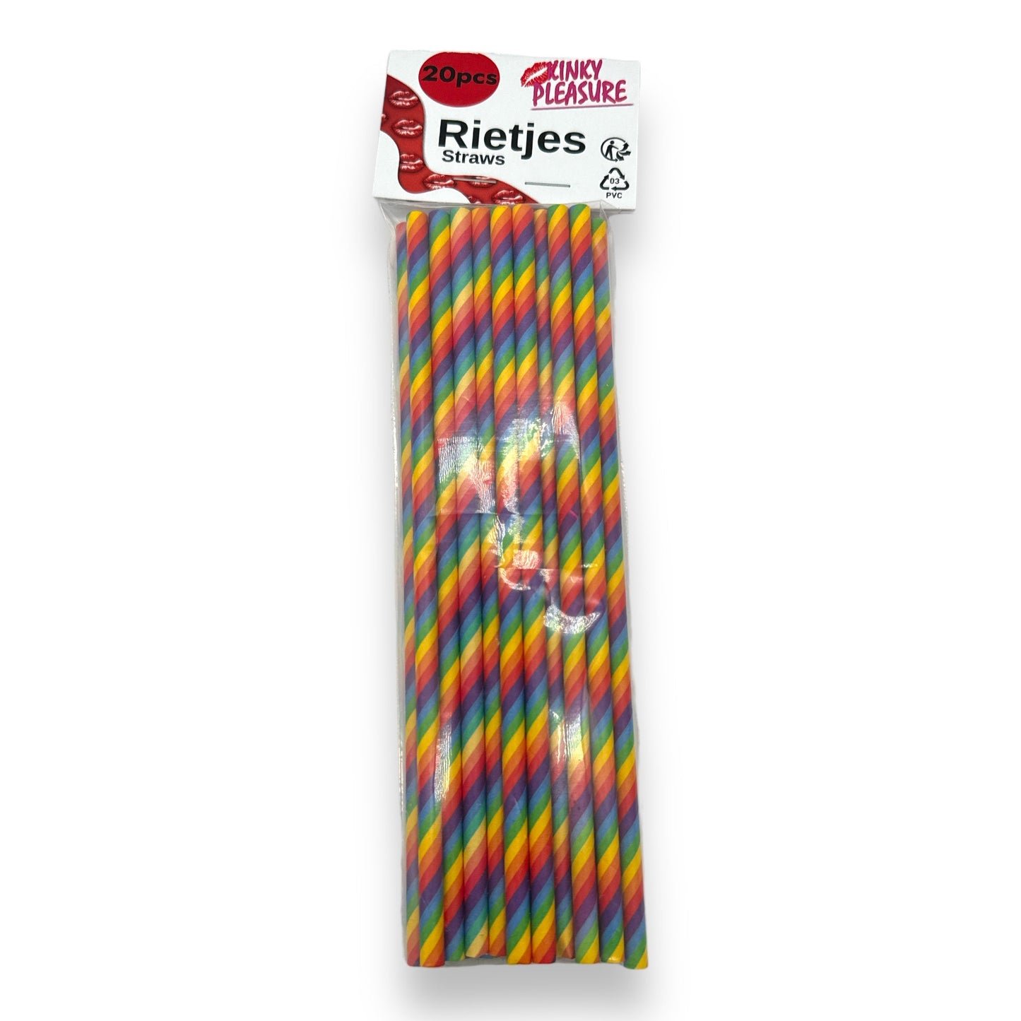 Regenboogkleurige Papieren Rietjes - 20 Stuks - 200x50mm
