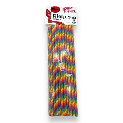 Regenboogkleurige Papieren Rietjes - 20 Stuks - 200x50mm