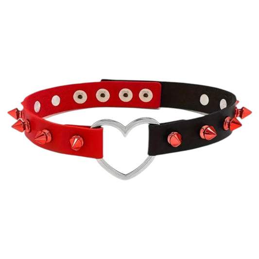 Stoere Choker met Hart en Spikes – Statement Accessoire