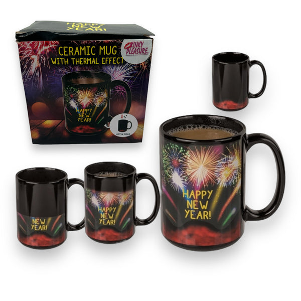Keramische mok met thermisch effect, Happy New Year, 470 ml
