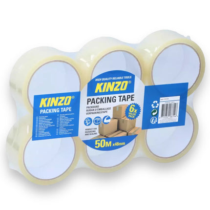 KINZO Verpakkingstape - 50 Meter x 48mm | Sterke Tape voor Verpakken en Verzenden